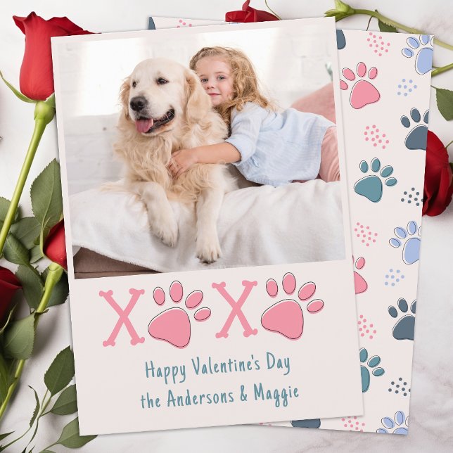 Valentines Day XOXO Blush Pastel Pet Dog Photo Holiday Card (Creator Uploaded)