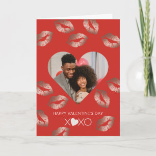 Valentine's Day XOXO Couple Heart Custom Photo Holiday Card