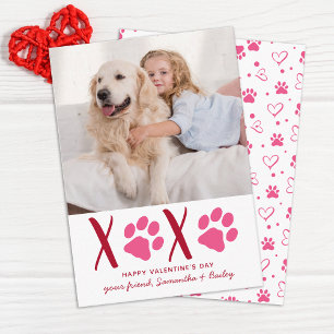 Valentines Day XOXO Cute Kids Classroom Dog Photo Card