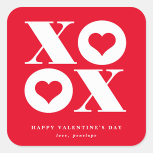 valentine's day xoxo heart square sticker