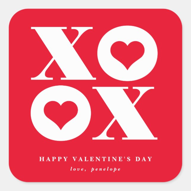valentine's day xoxo heart square sticker (Front)