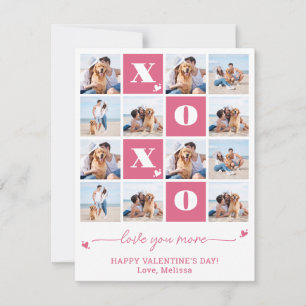 Valentines Day XOXO Modern Pink 12 Photo Collage Holiday Card