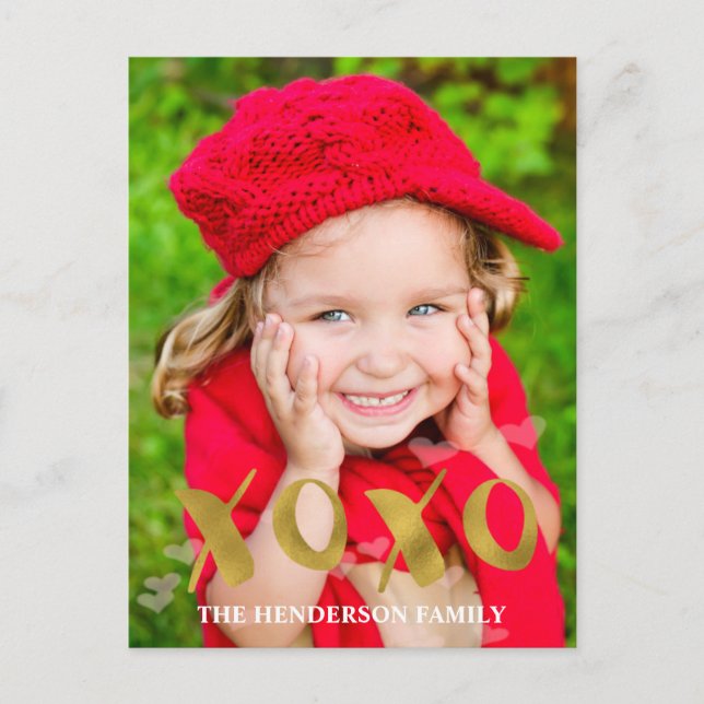 Valentine's Day XOXO Photo Card (Front)