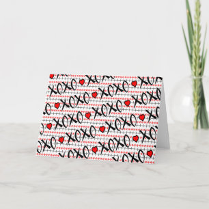 Valentine's Day, XOXO Red Black White Design Holiday Card