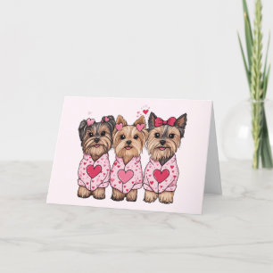 Valentines Day Yorkie Dogs Holiday Card