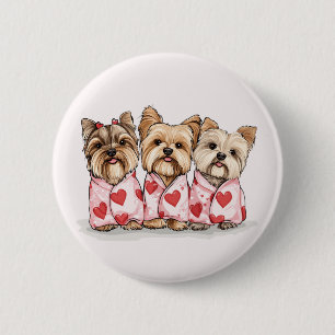 Valentines Day Yorkshire Terrier Dogs 6 Cm Round Badge