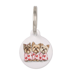 Valentines Day Yorkshire Terrier Dogs Pet Tag