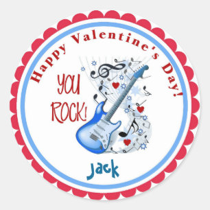 Valentine's Day You Rock Guitar stickers