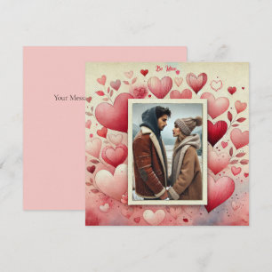 Valentine's Day Your Photo Hearts Red Pink Cream Holiday Card