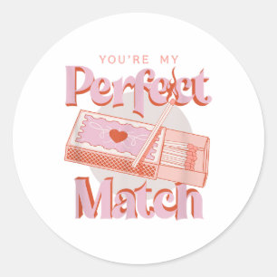 Valentines Day Youre My Perfect Match Spark Flame Classic Round Sticker