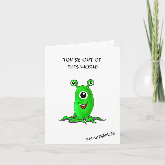 Valentines Day - You're out of this world Thank You Card (Front)