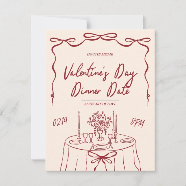 Valentine's dinner Date Holiday Card (Front)
