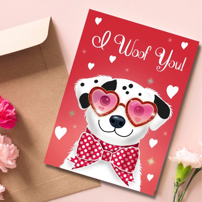 Valentine's Dog with Heart Sunglasses Holiday Card (Creator Uploaded)
