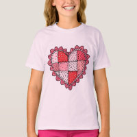 Valentine's Doodle Art Style Patchwork Heart Kids