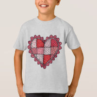 Valentine's Doodle Art Style Patchwork Heart Kids