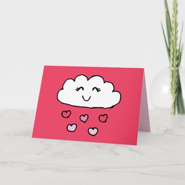Valentines Doodles Love Heart Rain Cloud Love Art Card (Front)