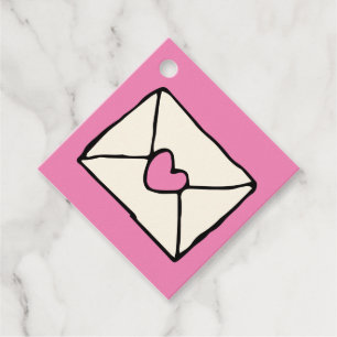 Valentines Doodles Pink Heart Love Note Clip Art Favour Tags