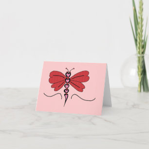 Valentines Dragonfly blank note card