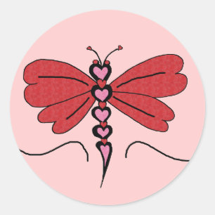 Valentines Dragonfly stickers