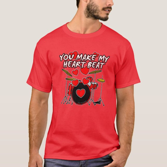 Valentines Drummer Drums Wedding Musician Annivers T-Shirt (Front)