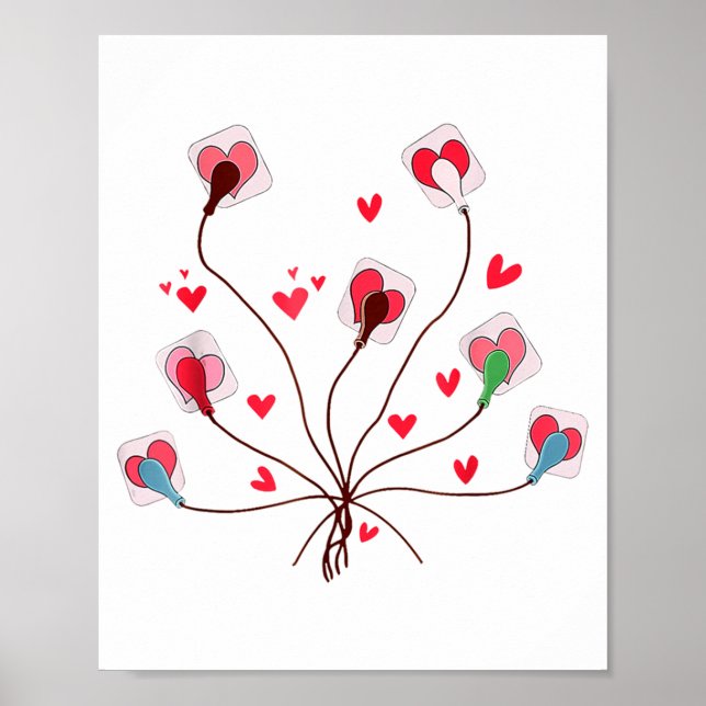 Valentines Ekg Leads Cheat Sheet Telemetry Cardiac Poster (Front)
