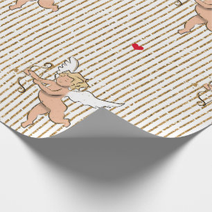 Valentine's eros angel in white and gold wrapping paper