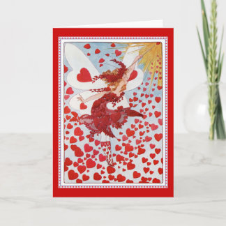 Valentine's Fairy Sending Out Love & Hearts Holiday Card