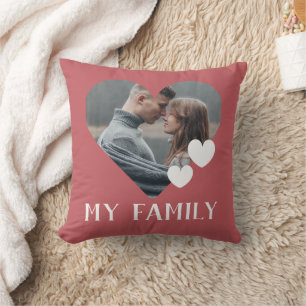 Valentines Family Heart Custom Personalized Photo Cushion