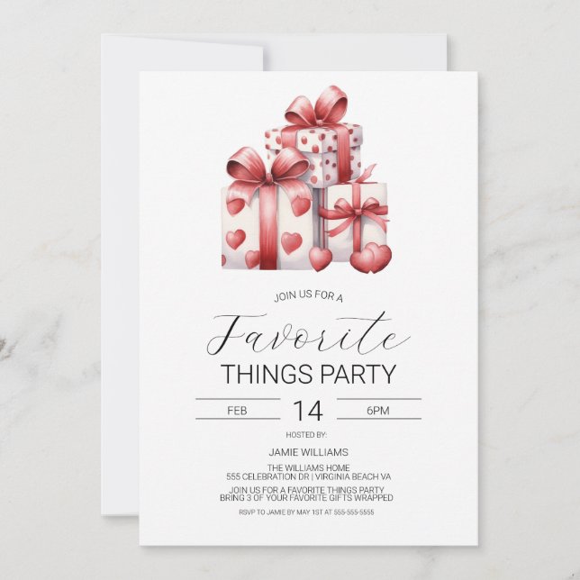 Valentine's Favourite Things Invitation, Galentine Invitation (Front)