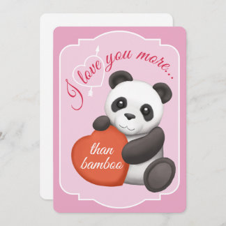 Valentines Flat Card Cute Panda