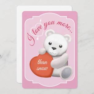 Valentines Flat Card Cute Polar Bear