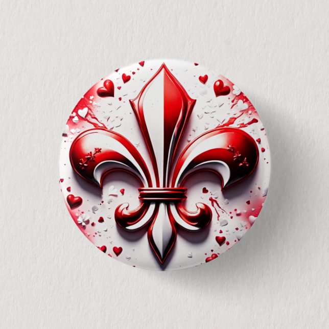Valentine's Fleur De Lis 3 Cm Round Badge (Front)