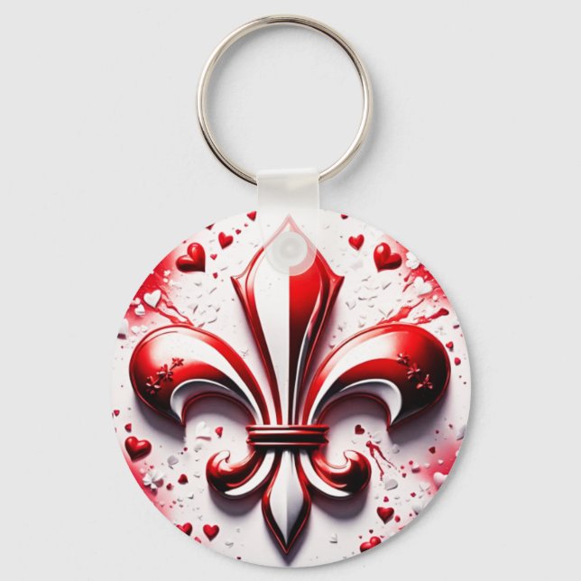 Valentine's Fleur De Lis Key Ring (Front)