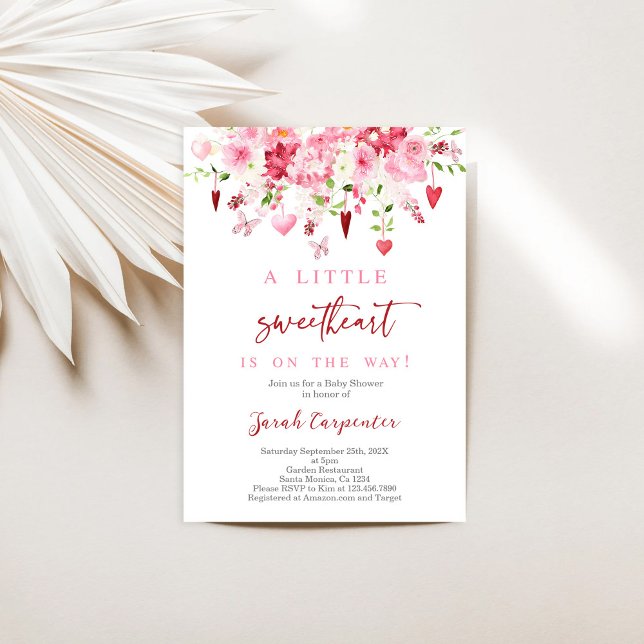 Valentines Floral Baby Shower Girl Invitation (Creator Uploaded)