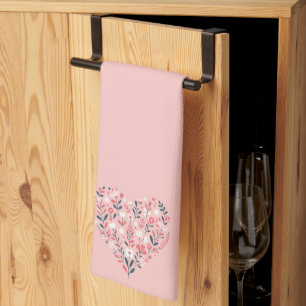 Valentine's Floral heart Tea Towel