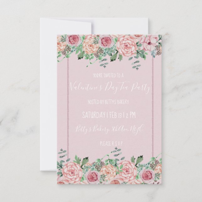 Valentines Floral Party Style Invitations (Front)