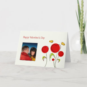 Valentine's Flower Hearts Photo Card Card