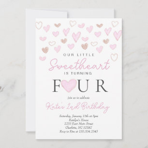 Valentine's Fourth birthday invitation