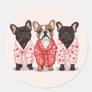 Valentines French Bulldog Classic Round Sticker
