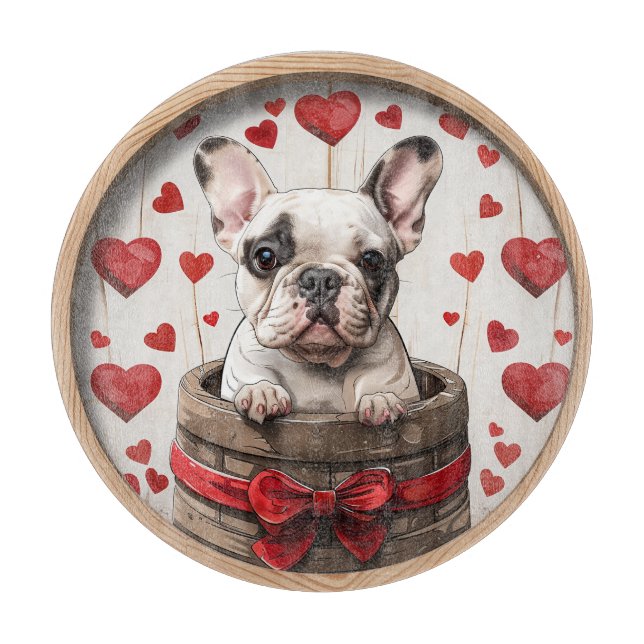 Valentines French Bulldog Cutting Board (Front)