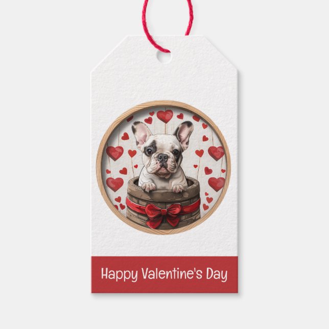 Valentines French Bulldog Gift Tags (Front)