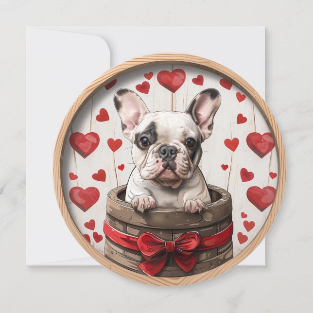 Valentines French Bulldog Holiday Card (Front)