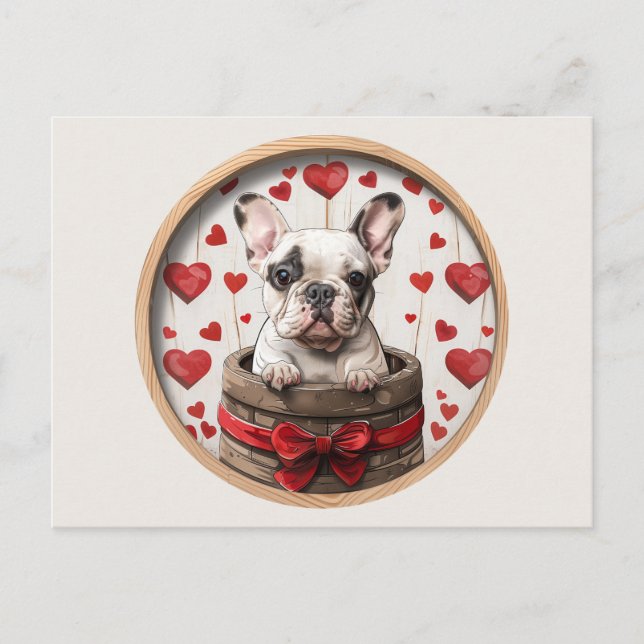 Valentines French Bulldog Postcard (Front)