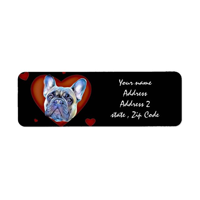 Valentines French Bulldog puppy Address Labels (Front)
