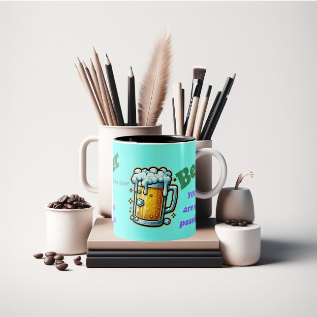Valentines funny Beer love Two-Tone Coffee Mug (A fun gift for the beer lover this Valentine's Day.)