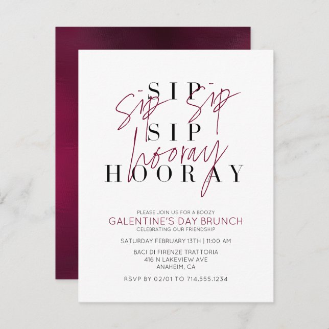 Valentine's Galentine's Day Wine Tasting  Invitation (Front/Back)