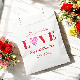 Valentines Galentines Red Love Heart Cute Favour Bags