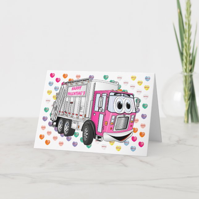 Valentine's Garbage Truck 3D Holiday Card (Front)