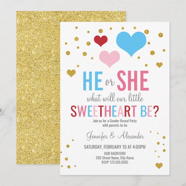 Valentine's Gender Reveal Party Invitation (Front/Back)