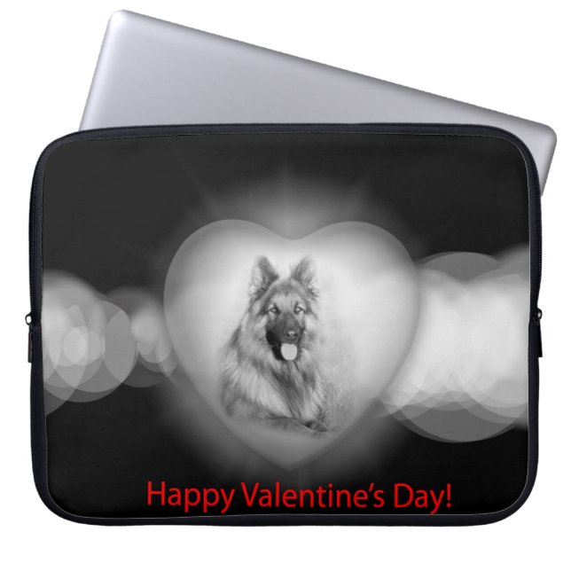 Valentines German Shepherd Heart Laptop Sleeves (Front)